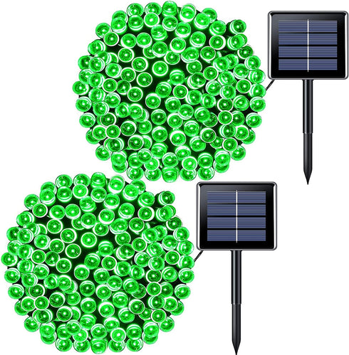 JMEXSUSS 2 Pack Green Solar Lights 200LED 75.5ft St Patrick's Day Lights with 8 Lighting Modes Solar String Lights Outdoor Waterproof for Garden, Christmas, Halloween, St Patricks Day Decorations