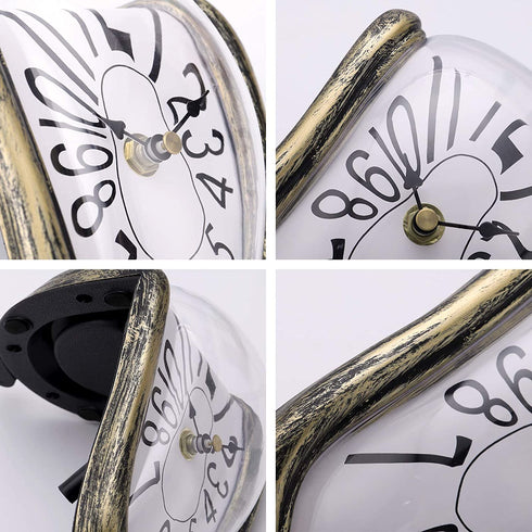 Lafocuse Silent Creative Surrealism Melting Clock with Arabic Numerals Inspired by Salvador Dali's Persistence of Memory Shelf Desk Table Clocks