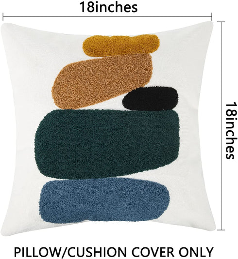 JASEN Boho Throw Pillow Covers 18x18, Modern Soft Neutral Decorative Pillow Covers, Bohemian Abstract Geometric Square Pillow Case for Sofa Bedroom Living Room