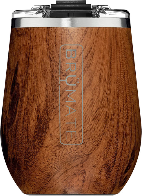 BrüMate Uncork'd XL MÜV - 100% Leak-Proof 14oz Insulated Wine Tumbler with Lid - Vacuum Insulated Stainless Steel Wine Glass - Perfect For Travel & Outdoors (Walnut)