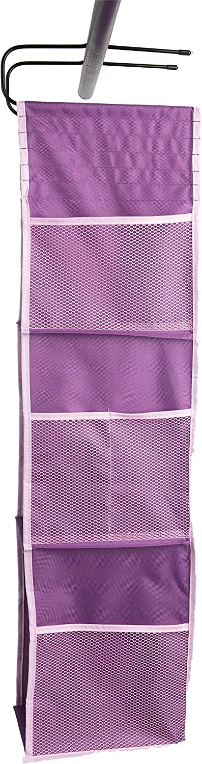 Mind Reader 3 Adjustable, Sturdy and Compact, Locker or Closet Organizer, 6" L x 9" W x 37" H, Hangs from Shelf, Hooks or Rod to Create Storage Space, Pink