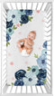 Sweet Jojo Designs Navy Blue and Pink Watercolor Floral Girl Fitted Crib Sheet Baby or Toddler Bed Nursery Photo Op - Blush, Green and White Shabby Chic Rose Flower