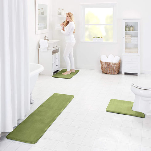 Genteele Bath Mats for Bathroom Non Slip - Green 17" x 24" Memory Foam Bathroom Rugs - Quick Dry Bath Mat