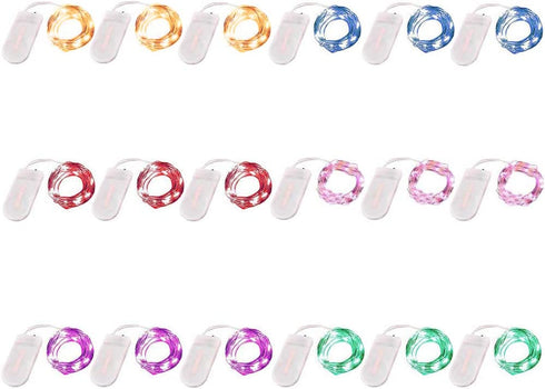 18 Pack Fairy Lights Battery Operated 6.6ft 20 Led Mini String Lights Silver Wire Starry Lights for DIY Wedding Party Festival Halloween Christmas (18 Pack, Multi-Colored)