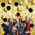 Black and Gold Party Decorations Kit, Gold Foil Fringe Curtain Backdrop, Black and Gold Star Mylar Balloons, Black and Gold Balloons Set for Birthday, Graduation Party Supplies