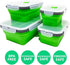 Set of 4 Collapsible Silicone Food Storage Container, Leftover Meal box For Kitchen, Bento Lunch Boxes, BPA Free, Microwave, Dishwasher and Freezer Safe. Foldable Design Saves Your Space.