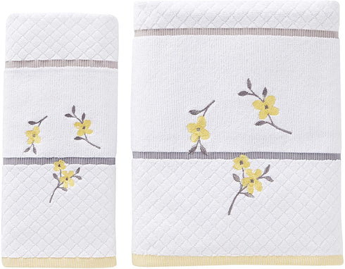 SKL HOME by Saturday Knight Ltd. - P0758000805103 Spring Garden Bath Towel, White, Bath Towel - Embroidered
