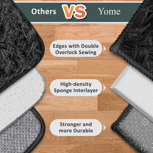 Yome Black Rug for Bedroom, Bedroom Rug, Shaggy Home Decor Floor Rug, Ultra Soft Carpet for Bedroom, Living Room, Book Room,Children Bedroom, Fluffy Rug 4 x 5.3 Feet.