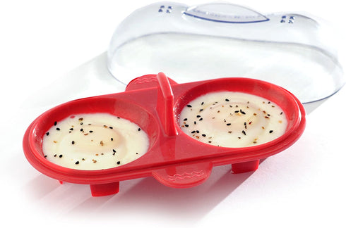Norpro Silicone Microwave Double Egg Poacher, Red
