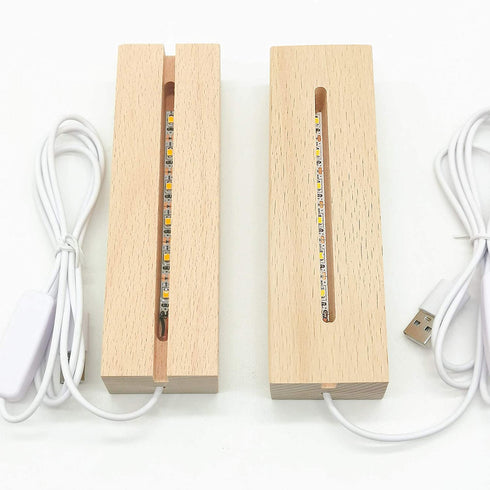CDIYTOOL 6 inch Rectangle Display Pedestal, Rectangle Led Lights Display Base, Crystal Wooden Lighted Base Stand for Crystal Display Glass Art Pedestal Paperweighs (2 Pack-Warm Light) (2 Base)