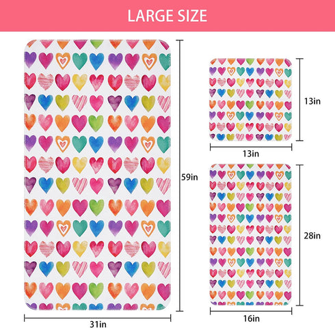 3Pcs Valentine's Day Beach Towel Set Include Beach Towel, Hand Towel and Wash Towel, Romantic Love Heart Bath Towel Set for Couples, Women, Men, Soft Towel Set for Valentine's Day Bathroom Home Decor