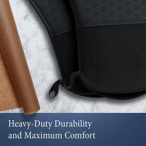 Cosy House Collection 4-Piece Oven Mitt & Pot Holder Set - Non-Slip Silicone & Cotton 500°F Heat Resistant Trivet Cooking Gloves- for Cooking & Baking (Black)