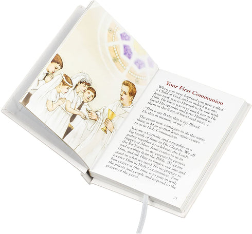 White and Gold 5 Piece Communion Set Rosary Box Pin Book Scapular