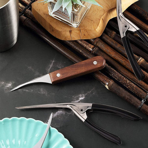 4 PCS Shrimp Deveiner Tool and Peeler, Stainless Steel Shrimp Peeler and Shrimp Cleaner Knife, Easy to Use Shrimp Deveiner, Kitchen Tools