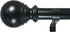 Decopolitan Ball Single Telescoping Drapery Rod Set, Long, Black, 72 to 144-Inch
