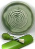 BonCera, All-in-one 4pcs Premium Ceramic Garlic Grater Set - Hand-Made, Green Glazed Design Grater Plate w/Garlic Peeler, Gathering Brush, Display Stand, It's also grating Turmeric, Ginger, and more,