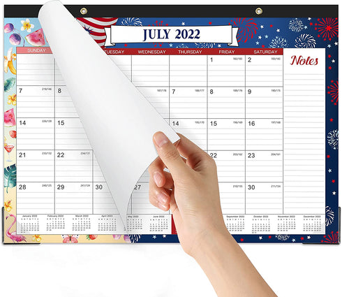 2022 Desk Calendar - Monthly Desk/Wall Calendar, 16.9" — 12.1", Jan 2022 - Dec 2022, Large Ruled Blocks + Premium Thick Paper + Corner Protectors - 12 Different Themes