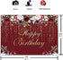 Funnytree 7x5ft Happy Birthday Party Backdrop Burgundy Red Flowers Golden Glitter Floral Photography Background Women Lady Girl Cake Table Decorations 16th 30th 40th 50th 60th Banner Photo Booth