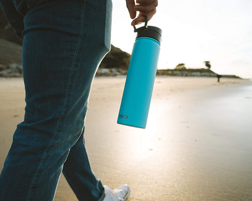 MIRA Stainless Steel Water Bottle - Hydro Vacuum Insulated Metal Thermos Flask Keeps Cold for 24 Hours, Hot for 12 Hours - BPA-Free One Touch Spout Lid Cap - 24 oz (710 ml), Space Blue