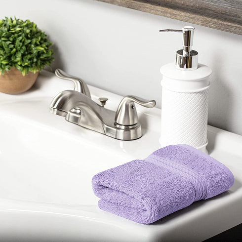 SUPERIOR Solid Egyptian Cotton 6-Piece Face Towel Set, Purple, 900GSM FACE PR