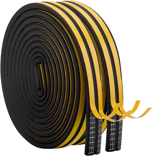 33Feet Long Weather Stripping for Door,Insulation Weatherproof Doors and Windows Seal Strip,Collision Avoidance Rubber Self-Adhesive Weatherstrip,(2 Rolls,16.5Ft/10m Each,Black)