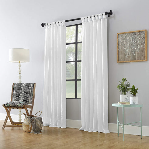 Archaeo 54874 Washed 100% Cotton Twist Tab Curtain, 52" x 84" Panel, White