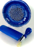 BonCera, All-in-one 4pcs Premium Ceramic Garlic Grater Set, Blue Glazed Design Grater w/Garlic Peeler, Gathering Brush, Display Stand, It's also grating Turmeric, Ginger, and more.G-513