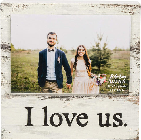 P. Graham Dunn I Love Us Whitewash 7 x 7 Wood Box Wall Photo Frame Plaque