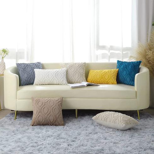 decorUhome Cream White Throw Pillow Covers 20x20 Inches Set of 2 Soft Fluffy Decorative Pillow Cases for Couch Bed Sofa