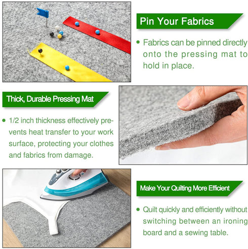 Wool Pressing Mat for Quilting, Wool Ironing Mat for Quilters, Iron Mat for Table Top Ironing Board Tabletop, Quilting Supplies, Sewing Supplies Notions, Sewing Accessories and Supplies, Ironing Pad