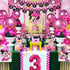 Cartoon Mouse Party Decorations Supplies 3rd Theme Hot Pink Happy Birthday Banner Garland Head Balloons Cake Topper for 3 Year Old Girl