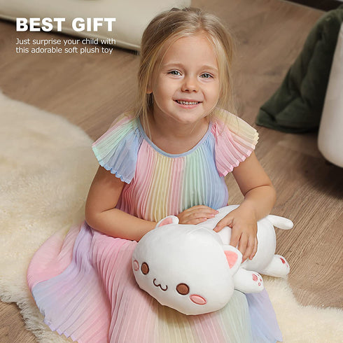 Onsoyours Cute Kitten Plush Toy Stuffed Animal Pet Kitty Soft Anime Cat Plush Pillow for Kids (White A, 12")