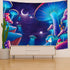 Obsecolors Trippy Mushroom Tapestry Moon and Star Wall Tapestry Galaxy Tapestry Starry Sky Tapestry UFO Tapestry Wall Hanging for Living Room Bedroom