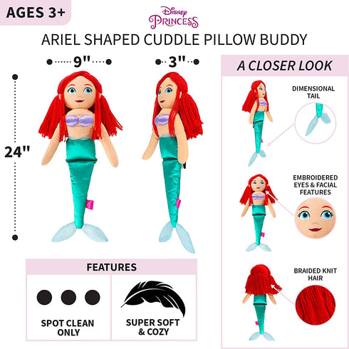 Franco Kids Bedding Super Soft Plush Cuddle Pillow Buddy, One Size, Disney Princess