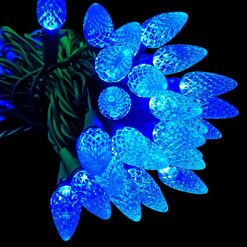 MXTCLM C6 Christmas Lights, 50 LED Strawberry String Lights, 18.31ft Blue C6 Lights, Fairy Lights for Outdoor, Indoor, Garden, Yard, Home, Party, Christmas Tree Decorations (Blue)