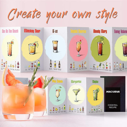 Cocktail Shaker Set, Bartender Kit Shakers Bartending with 24 oz Stainless Steel Martini Shaker and Strainer, Measuring Jigger, Mixing Spoon, Muddler and Liquor Pourers, Alcohol Shaker Cocktail Mixer