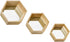 PARNOO Wall Mirror Set of 3 Hexagonal Wood Frame Mirrors | Wall Mounted Mirrors | Geometric Mirror Set for Wall Décor
