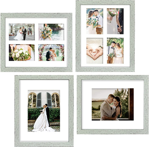 Hongkee 11x14 Picture Frame Set of 2,Green Photo Frame of Rustic Style,Multi 11 by 14 Photo Frame for Wall or Tabletop Display(HK042515-MD11X14-GW(2PK))