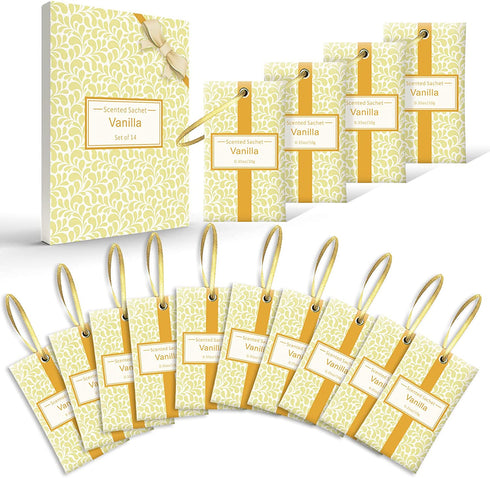 LA BELLEFÉE Scented Sachets Vanilla Fragrance Packets Perfume Envelopes Sachets, Idea for Mom, Home, Wardrobe, Drawer, Car, Closets. 14-Packs
