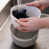 BLUE GINKGO Rice Strainer and Kitchen Colander Set - Strain Rice, Quinoa and Small Grains - Soak, Wash and Drain Vegetables and Fruit - (4 Quart Bowl) Cream and Limestone