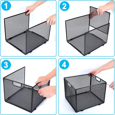 Hanging File Folder Organizer, Mesh Metal File Organizer Box Office Filing Crate Folder Holder Storage Box, Letter Size, Black