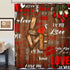TAMOC Mothers Day Shower Curtain, Rustic Wood Shower Curtain with 12 Love Heart Hooks, Romantic Red Flower Shower Curtains for Bathroom, Waterproof Fabric Vintage Bath Curtain, Brown