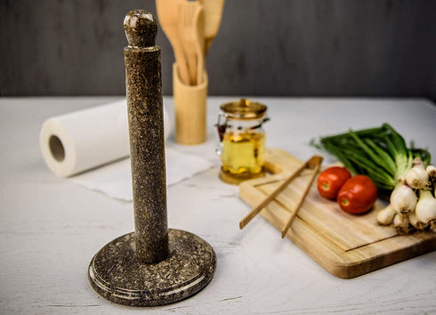 RADICALn Paper Towel Holder Handmade Marble Grey Oceanic Hand Towel Rack Napkin Paper Roll Holder - Kitchen Standing Wrapping Paper Holder - Over Cabinet Towel Holder Stand