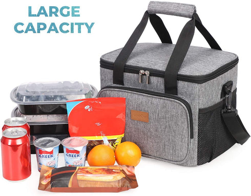 Lifewit Large Lunch Bag 24-Can (15L) Insulated Lunch Box Soft Cooler Cooling Tote for Adult Men Women, Grey