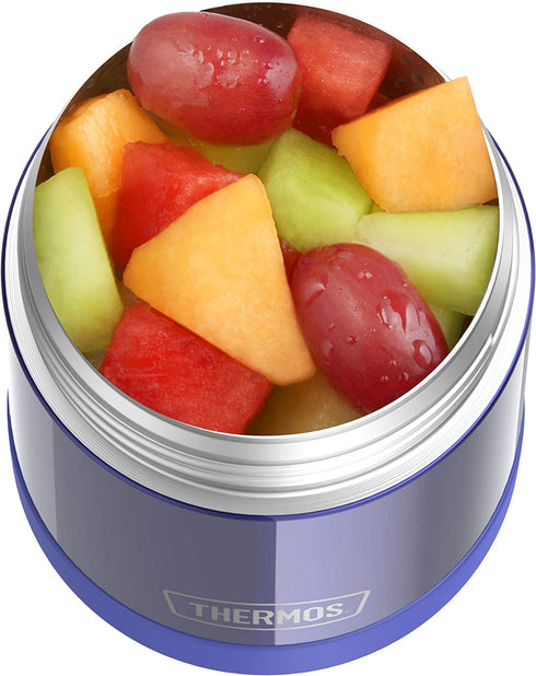 THERMOS FUNTAINER 10 Ounce Stainless Steel Vacuum Insulated Kids Food Jar with Folding Spoon, Purple