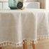 Round Tablecloth, DarNio Cotton Linen Table Cloth with Tassel Dust-Proof Table Cover for Kitchen Dining Tabletop Decoration Diameter 60 Inch