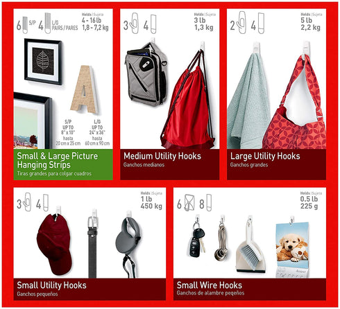 Command General Purpose Variety Kit, Various Sized Hooks, Wire Hooks, and Picture Hanging Strips to Hang Up to 19 Items, Organize Damage-Free