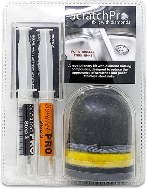 Scratch Pro Kit for Polishing and Repairing Stainless Steel Sinks, with Diamond Buffing Compounds, Reduce The Appearance of Ugly Scratches and Polish Sink for Factory Fresh Look in No Time