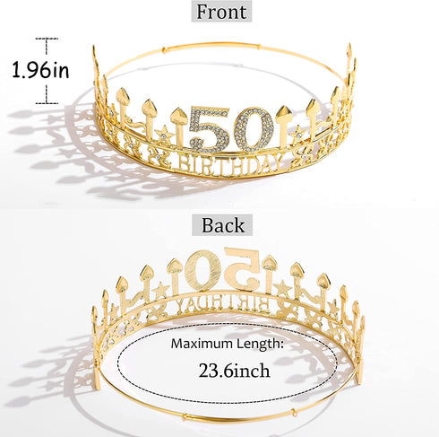 50TH Birthday Gifts for Men, 50 Birthday King sash and Birthday Crown, 50th Birthday Party Supplies and Decorations(Gold?