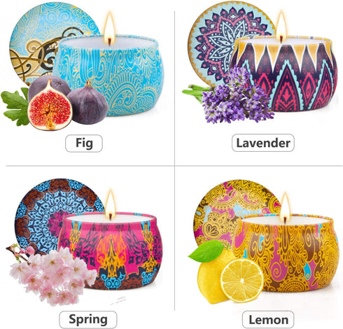 Scented Candles Gifts for Women - 4 Pack 4.4 Oz Aromatherapy Candles for Home Scented, Unique Friend Birthday Gifts for Women Stress Relief, Lavender Soy Wax Candle Set